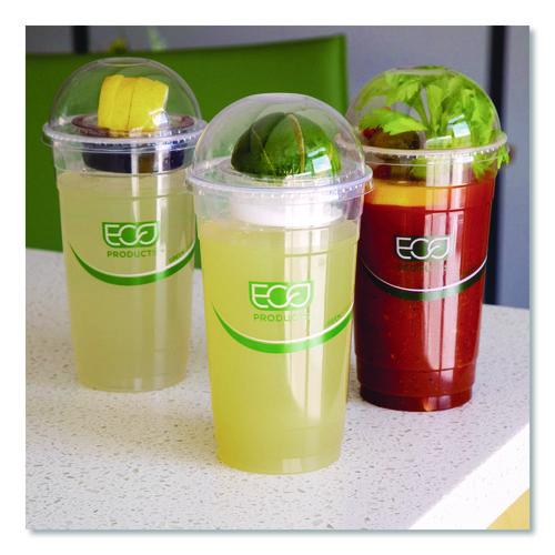 Image of Eco-Products® EP-DLCC GreenStripe Cold Cup Dome Lids, With Hole, Fits 9 oz to 24 oz Cold Cups, Plastic, Clear, 100/Pack, 10 Packs/Carton