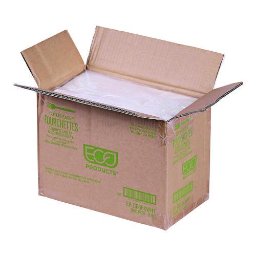 Image of Eco-Products® EP-CE6FKWHT Cutlery for Cutlerease Dispensing System, Fork, Plastic, White, 960/Carton