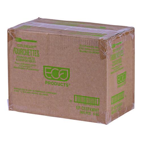 Image of Eco-Products® EP-CE6FKWHT Cutlery for Cutlerease Dispensing System, Fork, Plastic, White, 960/Carton