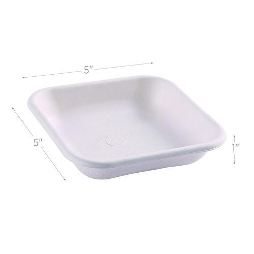 Image of Eco-ProductsÂ® Vanguard Worldview Renewable and Compostable Sugarcane Takeout Containers, 9.9 oz, 5 x 5 x 1, White, 800/Carton