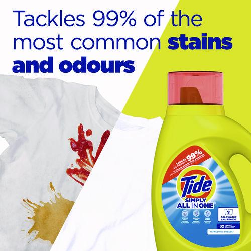 Image of Tide® 44206 Simply Clean and Fresh Laundry Detergent, HE Compatible, Refreshing Breeze, 64 Loads, 84 oz Bottle, 4/Carton