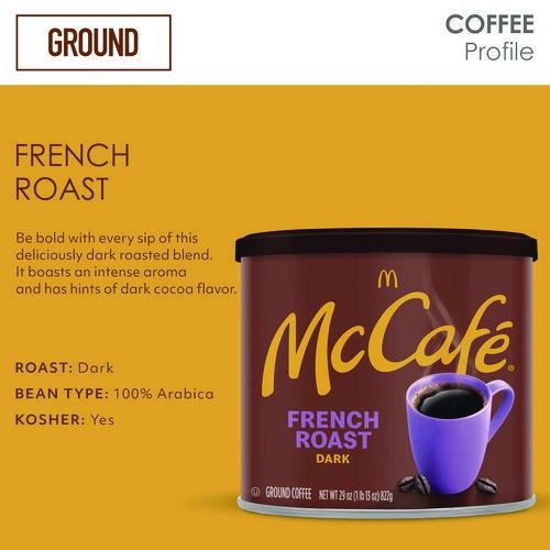 Image of McCafe® 5000358240 Ground Coffee, French Roast, 29 oz Can