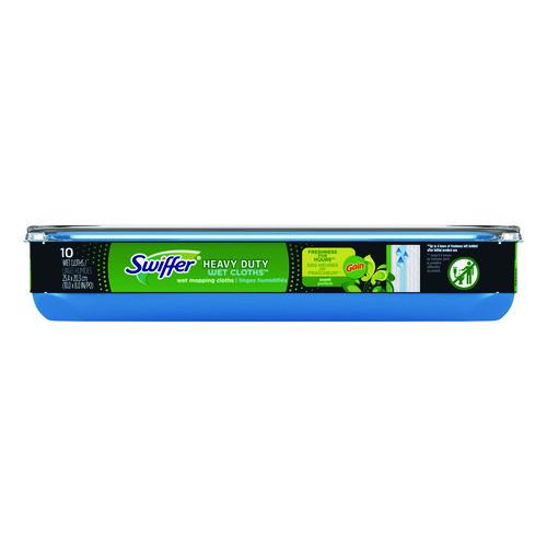 Image of Swiffer® 76471 Heavy-Duty Wet Refill Cloths, 8 x 10, Gain Original Scent, White, 10 Cloths/Tub