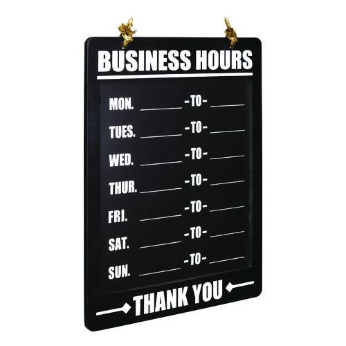Image of Excello Global Products® EGP-HD-0311A-S Business Hours Indoor/Outdoor Hanging Chalkboard, 10 x 0.38 x 20.75, Black/White