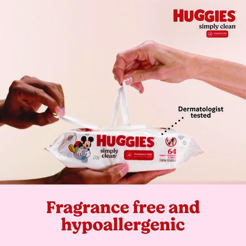 Image of Huggies® 53611 Simply Clean Fragrance Free Baby Wipes, 64/Pack, 11 Packs/Carton