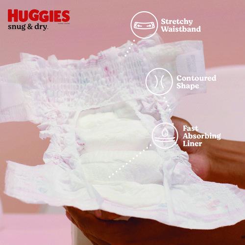 Image of Huggies® 56432 Snug and Dry Diapers, Size 1, 8 lbs to 14 lbs, 128/Carton