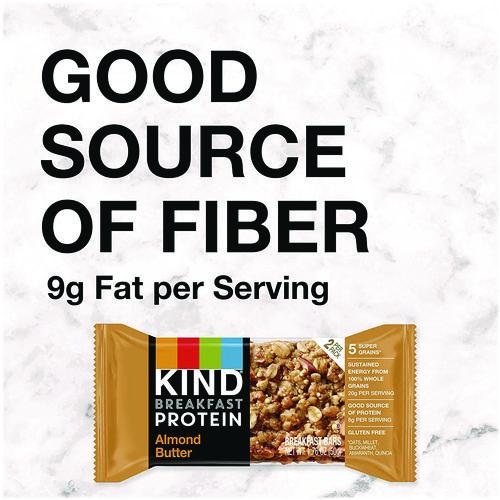 Image of KIND PHW41935 Breakfast Protein Bars, Almond Butter, 1.76 oz Two-Bar Packs, 6/Box