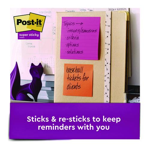 Image of Post-it® Notes Super Sticky 675-6SSJOY Note Pads in Summer Joy Color Collection Colors, 4" x 4", Note Ruled, 90 Sheets/Pad, 6 Pads/Pack