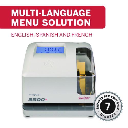 Image of Pyramid Technologies 3500SS 3500 Smart Site Punch Card Time Clock System, DC Powered Operation, Light Gray