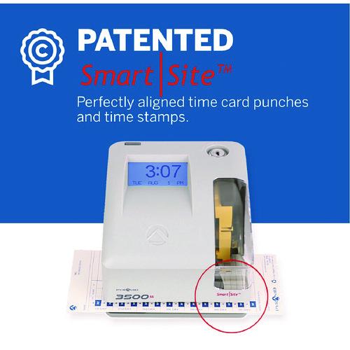 Image of Pyramid Technologies 3500SS 3500 Smart Site Punch Card Time Clock System, DC Powered Operation, Light Gray