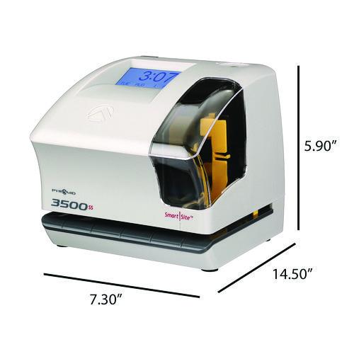 Image of Pyramid Technologies 3500SS 3500 Smart Site Punch Card Time Clock System, DC Powered Operation, Light Gray