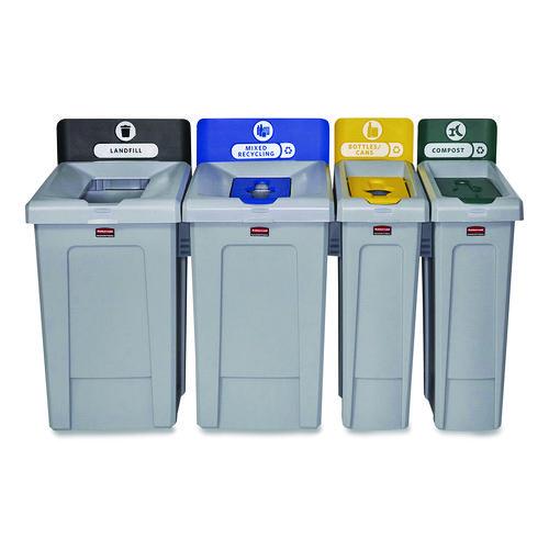 Image of Rubbermaid® Commercial 2185051 Slim Jim Recycling Station Kit, 1-Stream Compost, 23 gal, Plastic, Green/Gray