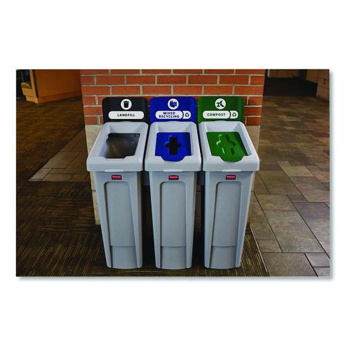 Image of Rubbermaid® Commercial 2185051 Slim Jim Recycling Station Kit, 1-Stream Compost, 23 gal, Plastic, Green/Gray