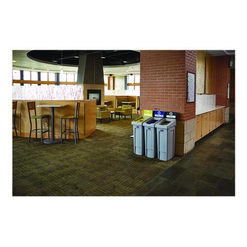Image of Rubbermaid® Commercial 2185052 Slim Jim Recycling Station Kit, 1-Stream Bottles and Cans, 23 gal, Plastic, Yellow/Gray
