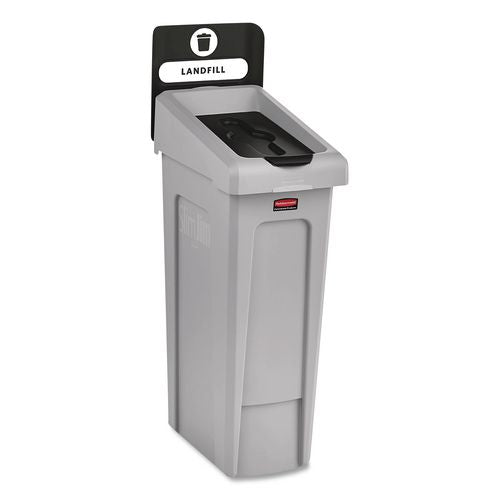 Image of Rubbermaid® Commercial 2185053 Slim Jim Recycling Station Kit, 1-Stream Landfill, 23 gal, Plastic, Gray/Black