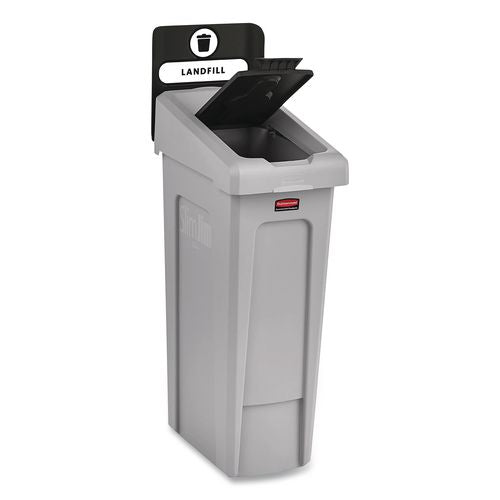 Image of Rubbermaid® Commercial 2185053 Slim Jim Recycling Station Kit, 1-Stream Landfill, 23 gal, Plastic, Gray/Black