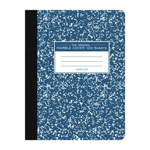 Image of Roaring Spring® 77261 Hardcover Marble Composition Book, Unruled, Blue Marble Cover, (100) 9.75 x 7.5 Sheets
