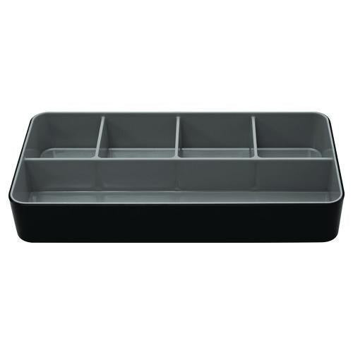 Image of Advantus 37682 Fusion Five-Compartment Plastic Accessory Holder, Plastic, 12.25 x 6 x 2, Black/Gray