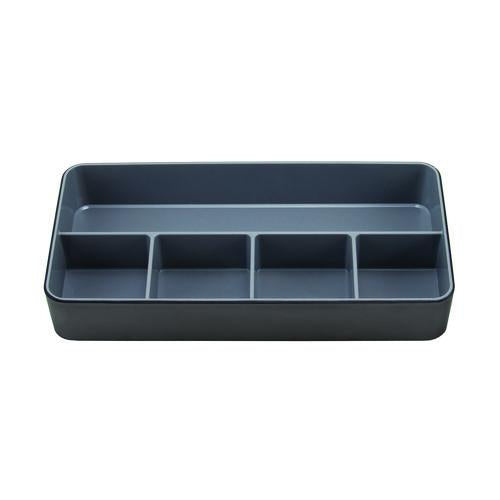 Image of Advantus 37682 Fusion Five-Compartment Plastic Accessory Holder, Plastic, 12.25 x 6 x 2, Black/Gray