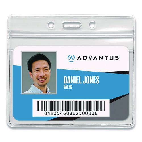 Image of Advantus 75683 ID Badge Holder, Clear, 2.25 x 3.5 Insert, 50/Pack