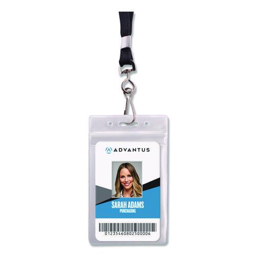 Image of Advantus 75684 ID Badge Holder, Clear, Vertical Orientation, 2.38 x 3.5 Insert, 50/Pack