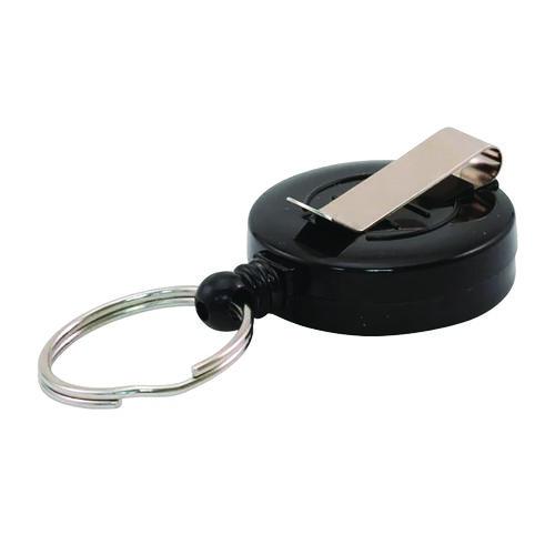 Image of Advantus 97121 Badge Reel with Split Key Ring, Extends 30", Black, 12/Box