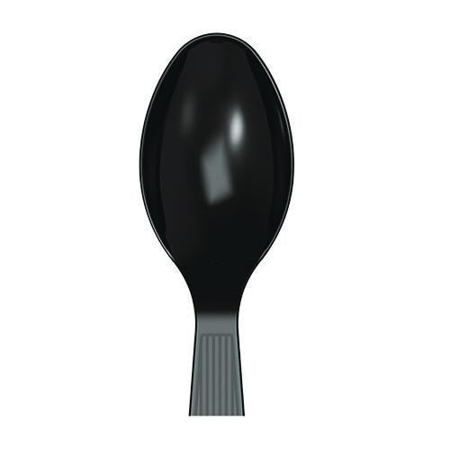 Image of Dixie® TM53C1 Mediumweight Polystyrene Wrapped Cutlery, Spoon, Plastic, Black, 1,000/Carton