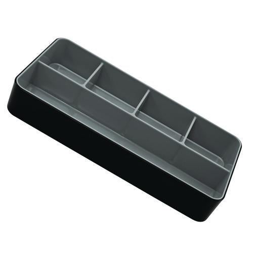 Image of Advantus 37682 Fusion Five-Compartment Plastic Accessory Holder, Plastic, 12.25 x 6 x 2, Black/Gray