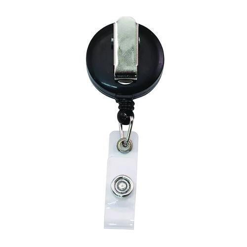 Image of Advantus Clip-On Badge Reel, Extends 30", Black, 12/Pack