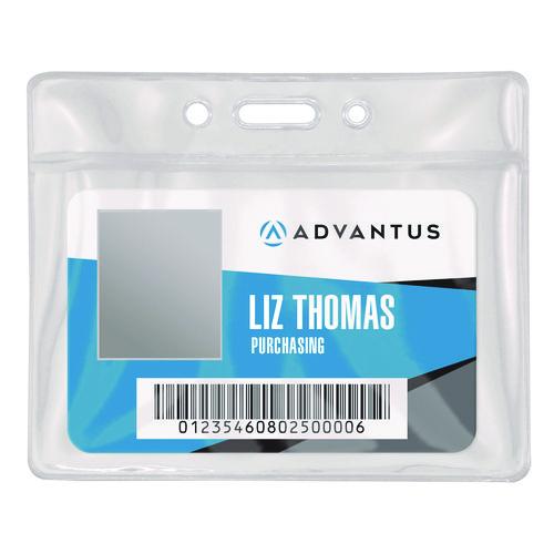 Image of Advantus 75683 ID Badge Holder, Clear, 2.25 x 3.5 Insert, 50/Pack