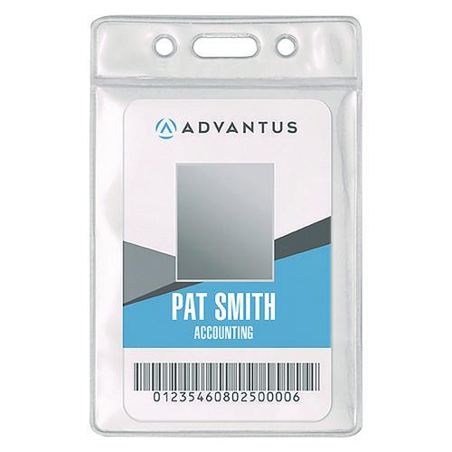 Image of Advantus 75684 ID Badge Holder, Clear, Vertical Orientation, 2.38 x 3.5 Insert, 50/Pack