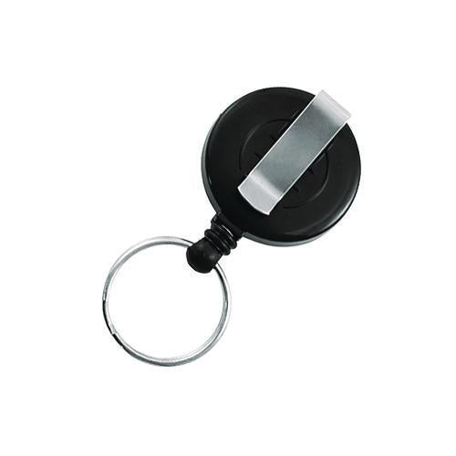 Image of Advantus 97121 Badge Reel with Split Key Ring, Extends 30", Black, 12/Box