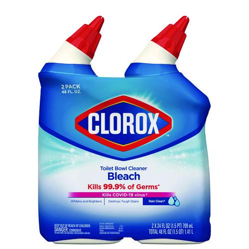 Image of Clorox® 30924 Disinfecting Toilet Bowl Cleaner with Bleach, Rain Clean Scent, 24 oz Bottle, 2/Pack