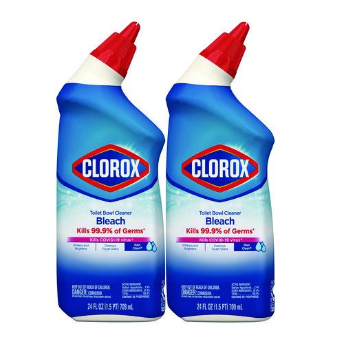 Image of Clorox® 30924 Disinfecting Toilet Bowl Cleaner with Bleach, Rain Clean Scent, 24 oz Bottle, 2/Pack