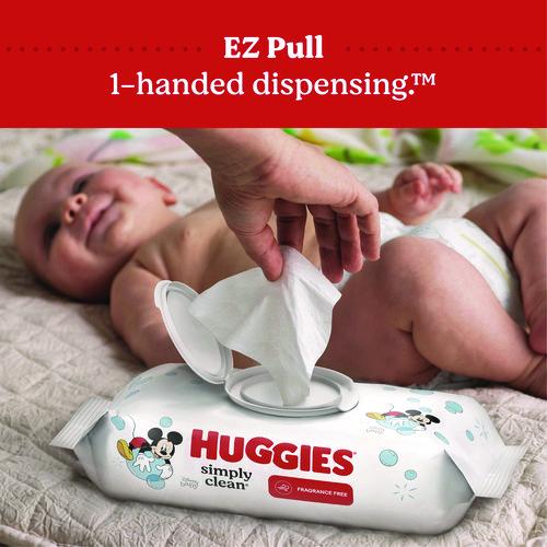 Image of Huggies® 53611 Simply Clean Fragrance Free Baby Wipes, 64/Pack, 11 Packs/Carton