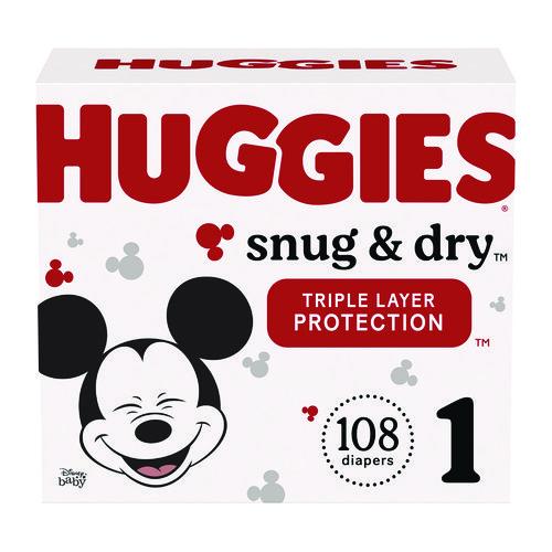 Image of Huggies® 56432 Snug and Dry Diapers, Size 1, 8 lbs to 14 lbs, 128/Carton
