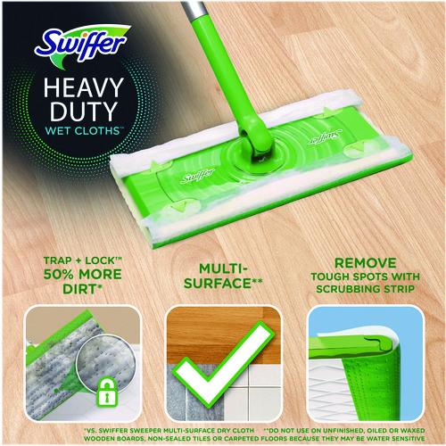 Image of Swiffer® 76471 Heavy-Duty Wet Refill Cloths, 8 x 10, Gain Original Scent, White, 10 Cloths/Tub