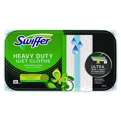 Image of Swiffer® 76471 Heavy-Duty Wet Refill Cloths, 8 x 10, Gain Original Scent, White, 10 Cloths/Tub