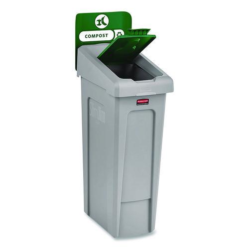 Image of Rubbermaid® Commercial 2185051 Slim Jim Recycling Station Kit, 1-Stream Compost, 23 gal, Plastic, Green/Gray
