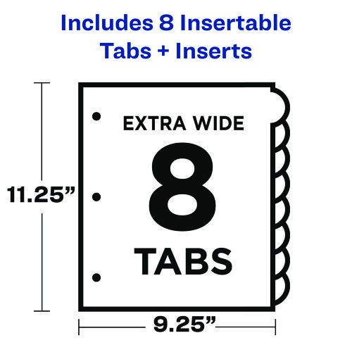 Image of Avery® 11293 Insertable Style Edge Tab Plastic 1-Pocket Dividers, 8-Tab, 11.25 X 9.25, Translucent, 1 Set