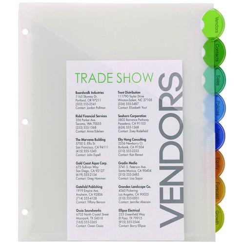 Image of Avery® 11293 Insertable Style Edge Tab Plastic 1-Pocket Dividers, 8-Tab, 11.25 X 9.25, Translucent, 1 Set