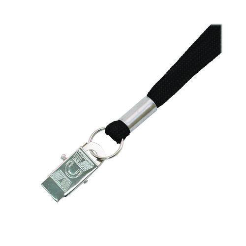 Image of Advantus 97128 Metal Flat Clip Lanyard, 36" Long, Black, 100/Pack