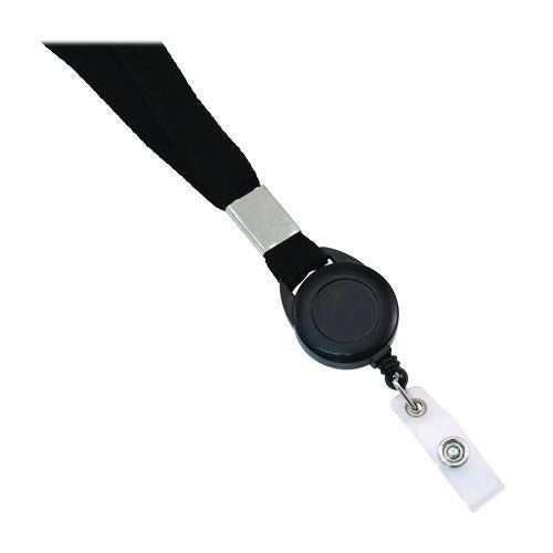 Image of Advantus 97132 Retractable Badge Reel with Lanyard, Extends 30", Black/White, 12/Pack