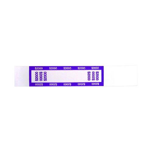 Image of CONTROLTEK® 560021 Currency Straps, Self-Adhesive, Twenties, $2,000 Strap, Violet/White, 1,000/Pack