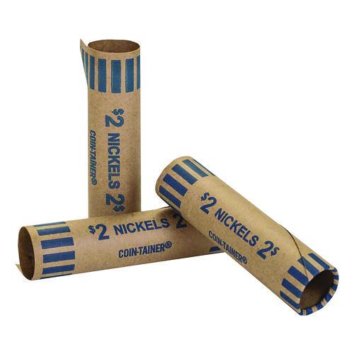 Image of CONTROLTEKÂ® Crimped End Coin Wrappers, Nickels, $2, 1,000 Wrappers/Pack