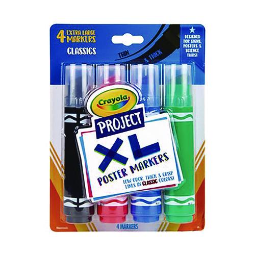 Image of Crayola® 58-8356 XL Poster Markers, Thin/Thick Chisel Tip, Assorted Classic Colors, 4/Pack