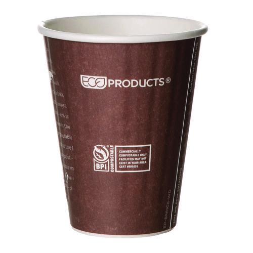 Image of Eco-Products® EP-BNHC8-WD World Art Renewable and Compostable Insulated Hot Cups, 8 oz, Paper, Brown/White, 40/Pack, 20 Packs/Carton