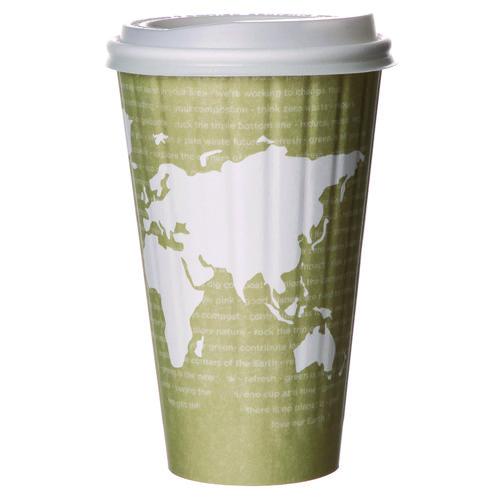 Image of Eco-Products® EP-BNHC16-WD World Art Renewable and Compostable Insulated Hot Cups, 16 oz, Paper, Brown/White, 40/Pack, 15 Packs/Carton