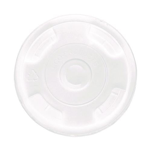 Image of Eco-Products® EP-CRFL BlueStripe Recycled Content Cold Cup Flat Lids, Fits 9 oz to 24 oz Cold Cups, Plastic, Clear, 100/Pack, 10 Packs/Carton