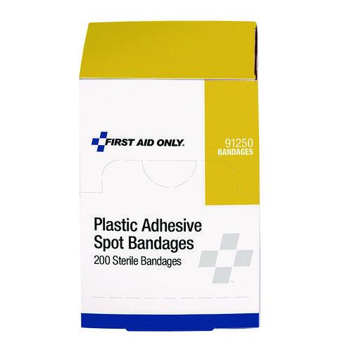 Image of First Aid Only 91250-020 Plastic Spot Adhesive Bandages, 0.88" Dia, 200/Pack